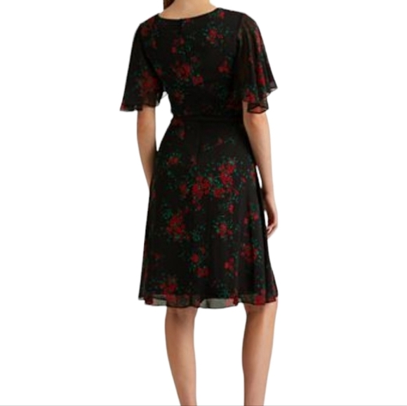 Nwt Lauren Ralph Lauren Floral Flutter-Sleeves Dress Size 2 - Picture 2 of 16